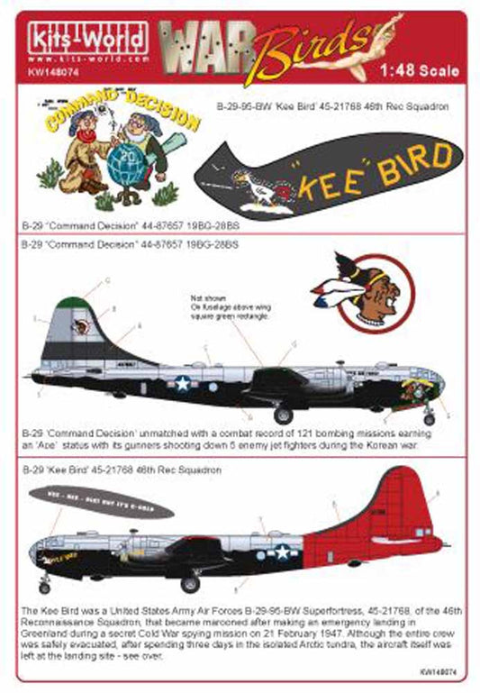 Kits World 148074 Aircraft Decals 1:48 Boeing B-29A 'Command Decision' 44-87657