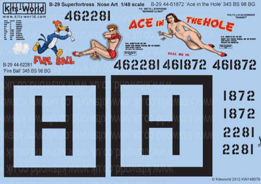 Kits World 148076 Aircraft Decals 1:48 Boeing B-29A Superfortress (2) 44-61872 H