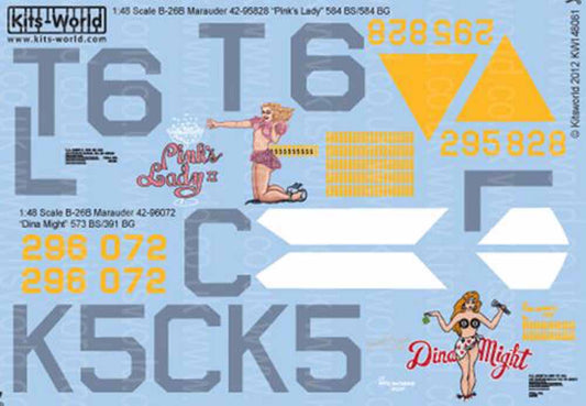 Kits World 148081 Aircraft Decals 1:48 Martin B-26B Marauder 42-95828 'Pink's La