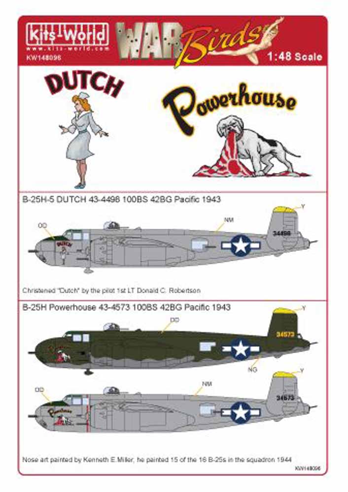 Kits World 148096 Aircraft Decals 1:48 North-American Mitchell B-25H-5 43-4573 '