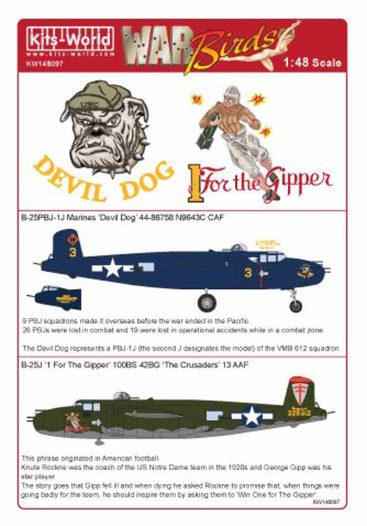 Kits World 148097 Aircraft Decals 1:48 North-American B-25J Mitchell 43-28012 '1