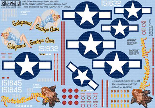 Kits World 148111 Aircraft Decals 1:48 Hannover Street Mitchells. North-American