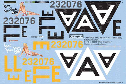 Kits World 148133 Aircraft Decals 1:48 Boeing B-17G Flying Fortress 42-32076 'Sh