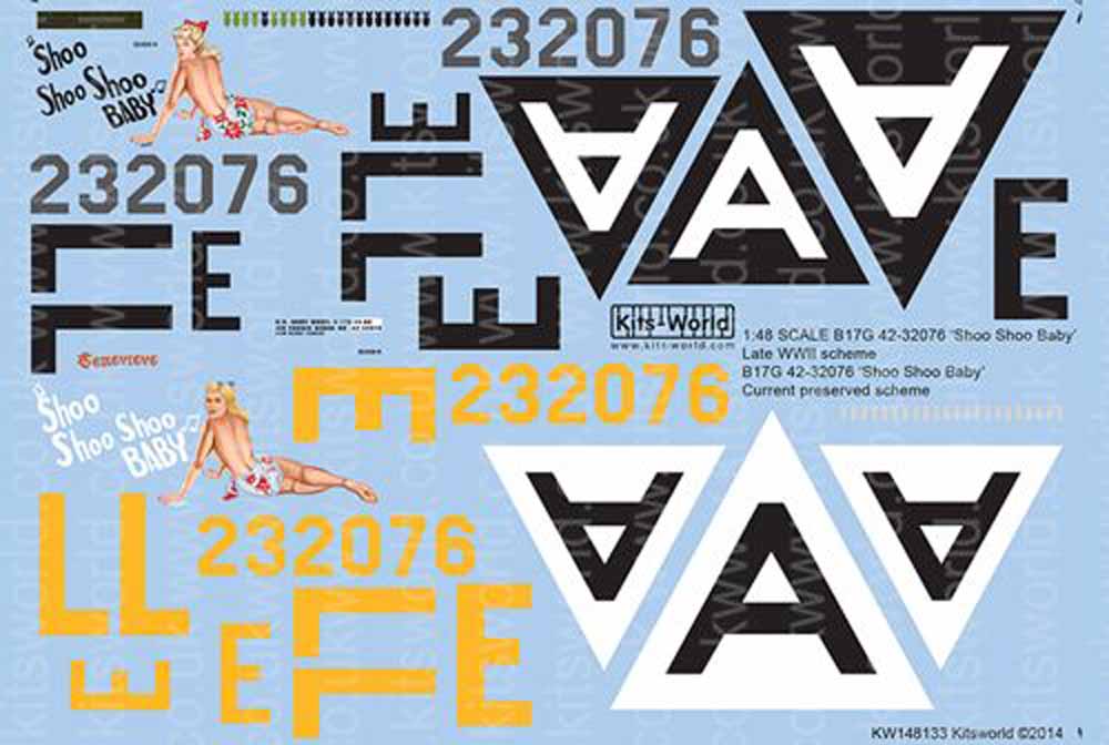 Kits World 148133 Aircraft Decals 1:48 Boeing B-17G Flying Fortress 42-32076 'Sh