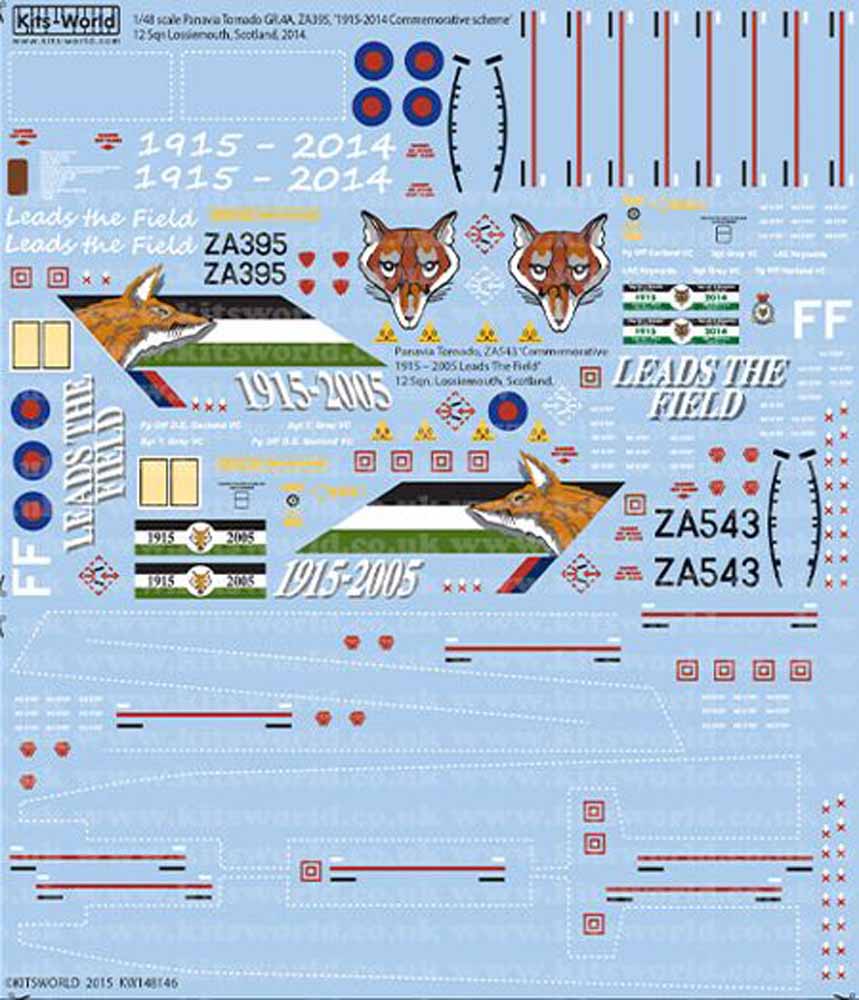 Kits World 148146 Aircraft Decals 1:48 Panavia Tornado GR.4A, ZA395, '1915-2014