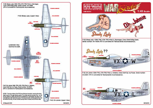 Kits World 148151 Aircraft Decals 1:48 North-American Mustang P-51 - F-6D Shady