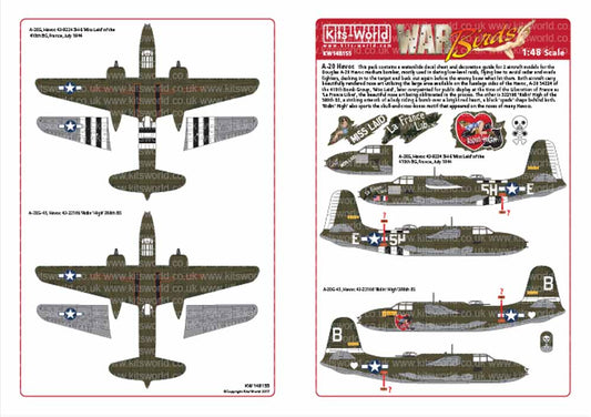 Kits World 148155 Aircraft Decals 1:48 Douglas A-20 Havocs. A-20G, Havoc 43-9224