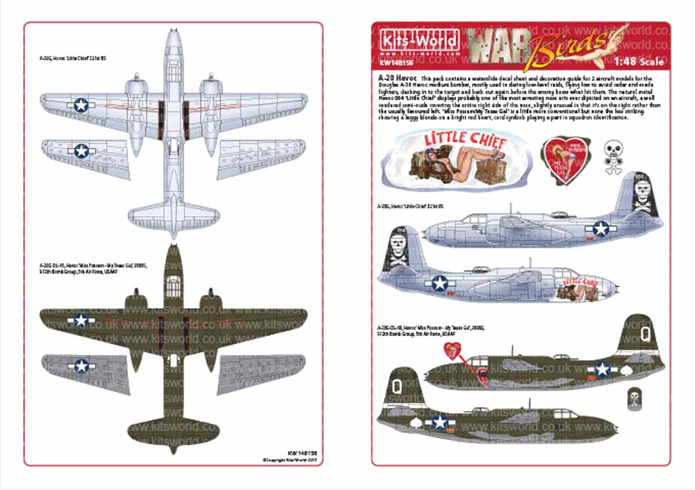 Kits World 148156 Aircraft Decals 1:48 Douglas A-20 Havocs. A-20G, Havoc Little