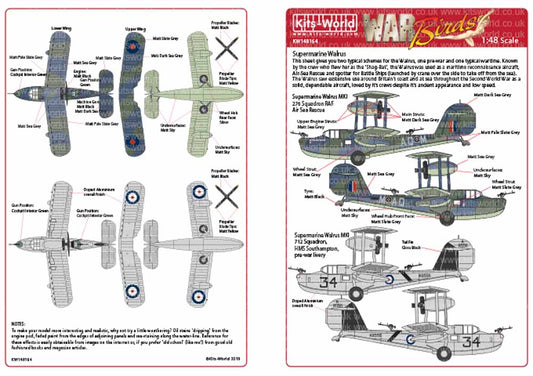 Kits World 148164 Aircraft Decals 1:48 Supermarine Walrus Mk.I 276 Squadron RAF