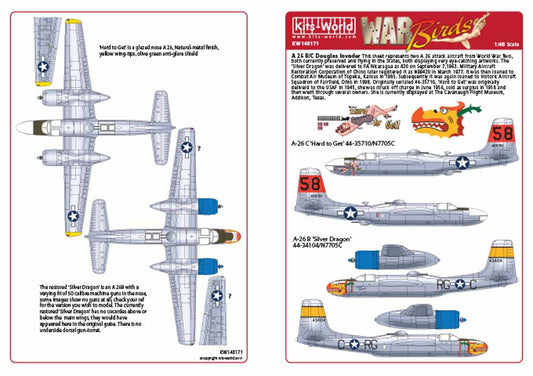 Kits World 148171 Aircraft Decals 1:48 Douglas A-26C Douglas invader 'Hard to Ge