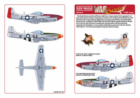 Kits World 148176 Aircraft Decals 1:48 North-American P-51D Mustang 44-15052 PI-