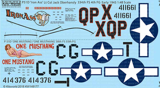 Kits World 148177 Aircraft Decals 1:48 North-American P-51D Mustang 44-11661 QP-
