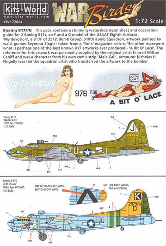 Kits World 172004 Aircraft Decals 1:72 Boeing B-17F/B-17G Flying Fortress (2) 23