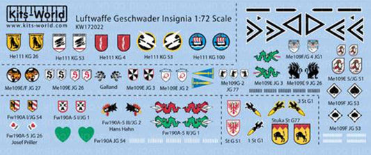 Kits World 172022 Aircraft Decals 1:72 Luftwaffe/German Geschwader Insignia 26 s