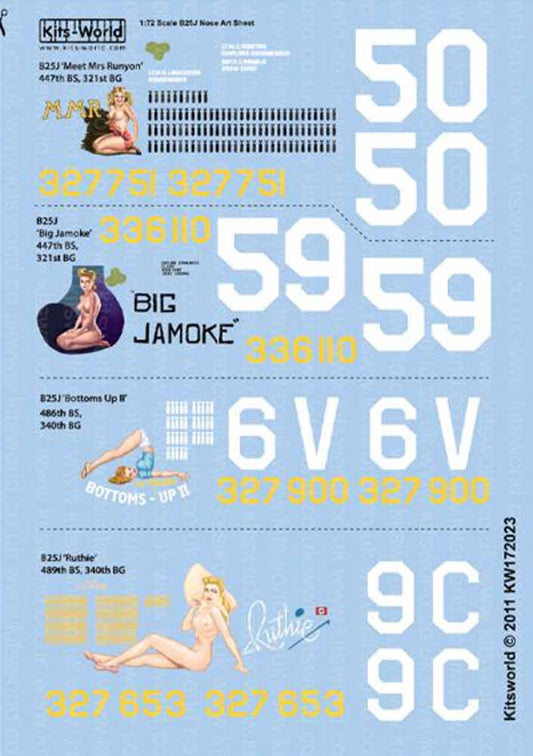 Kits World 172023 Aircraft Decals 1:72 North-American B-25J Mitchell (4) 43-2775