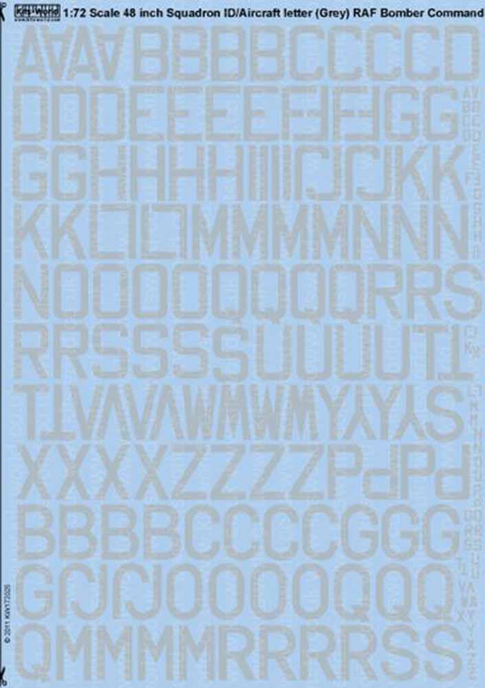 Kits World 172025 Aircraft Decals 1:72 RAF Bomber Command Squadron Code Letters