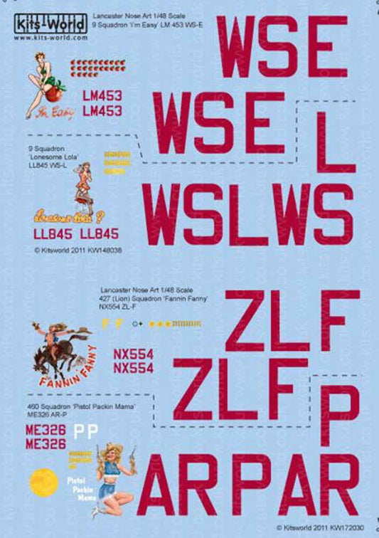 Kits World 172030 Aircraft Decals 1:72 Avro Lancaster B.I/III (4) LM453 WS-