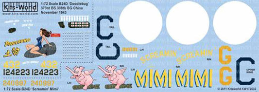 Kits World 172032 Aircraft Decals 1:72 Consolidated B-24D Liberator (2) 41-24223