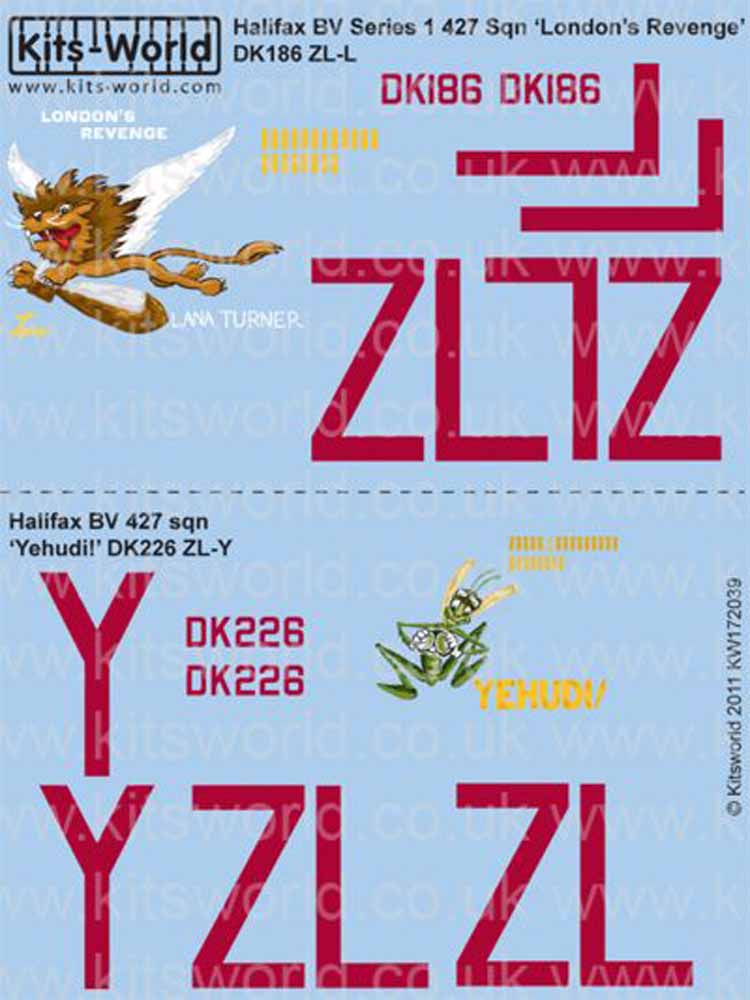 Kits World 172039 Aircraft Decals 1:72 Handley-Page Halifax Mk.V Series 1 (2) DK