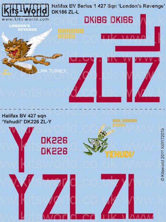 Kits World 172039 Aircraft Decals 1:72 Handley-Page Halifax Mk.V Series 1 (2) DK