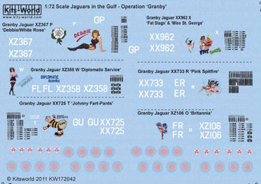 Kits World 172042 Aircraft Decals 1:72 Sepecat Jaguar GR.1A Desert Storm Nose Ar