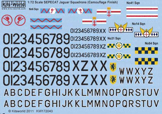 Kits World 172043 Aircraft Decals 1:72 Sepecat Jaguar GR.1A 41 Squadron - 14 Squ