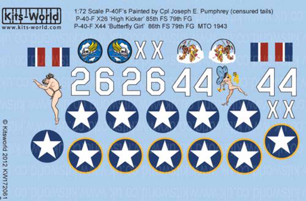 Kits World 172061 Aircraft Decals 1:72 Curtiss P-40's Painted by Cpl Joseph E. P