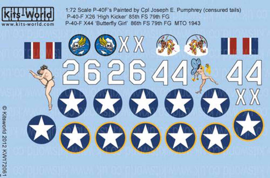 Kits World 172061 Aircraft Decals 1:72 Curtiss P-40's Painted by Cpl Joseph E. P