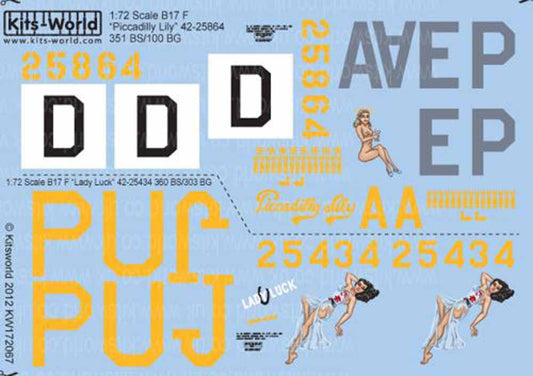 Kits World 172067 Aircraft Decals 1:72 Boeing B-17F Flying Fortress (2) 42-25864