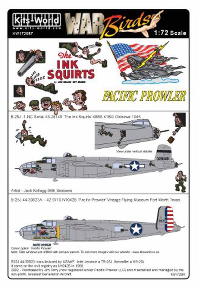 Kits World 172087 Aircraft Decals 1:72 North-American B-25J Mitchell 43-28149 Th