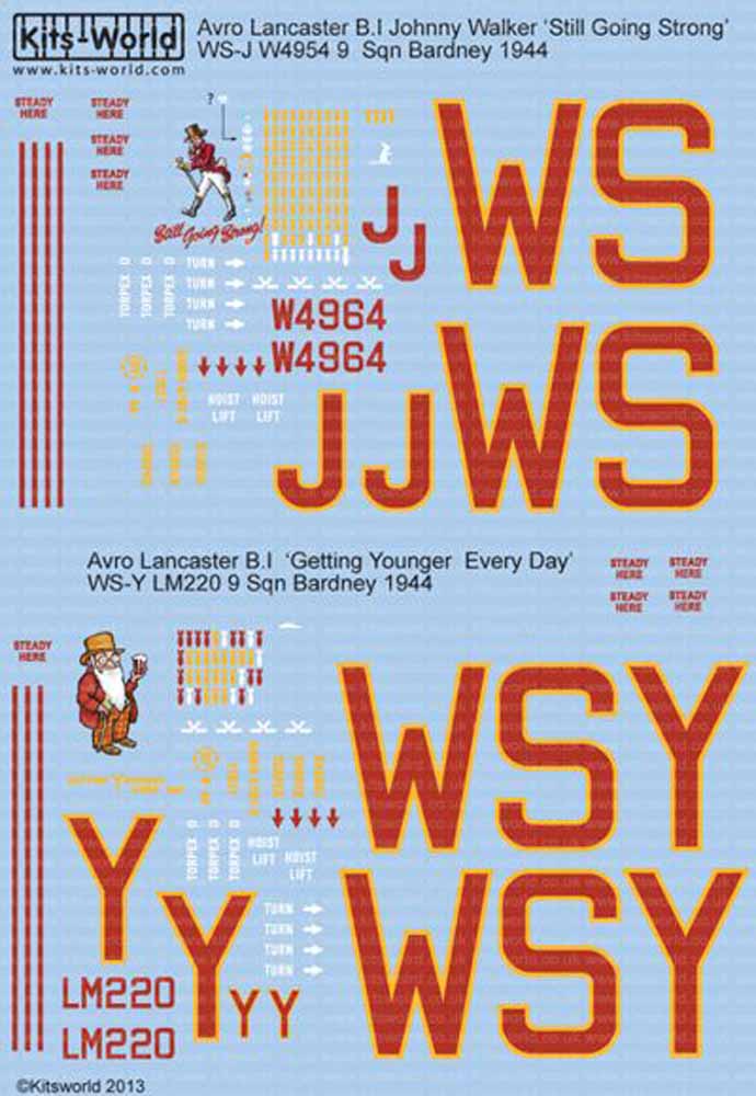 Kits World 172094 Aircraft Decals 1:72 Avro Lancaster B.I/III Johnny Walker 'Sti