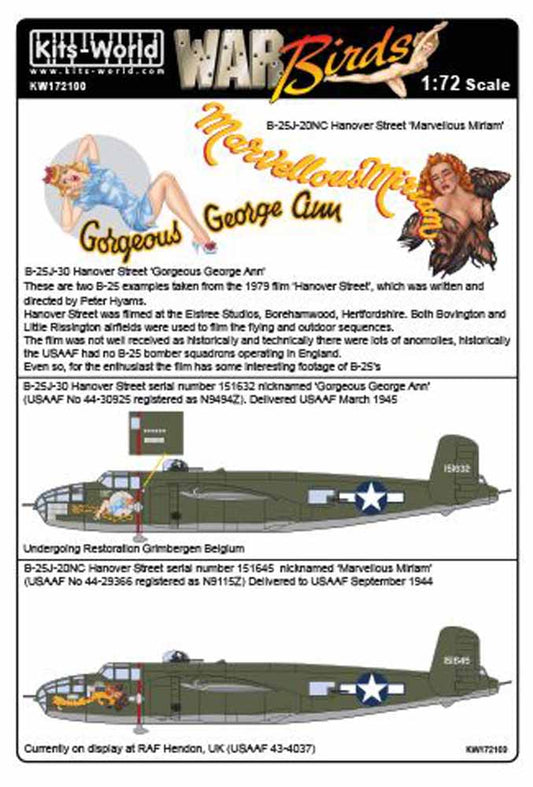 Kits World 172100 Aircraft Decals 1:72 Hannover Street Mitchells North-American