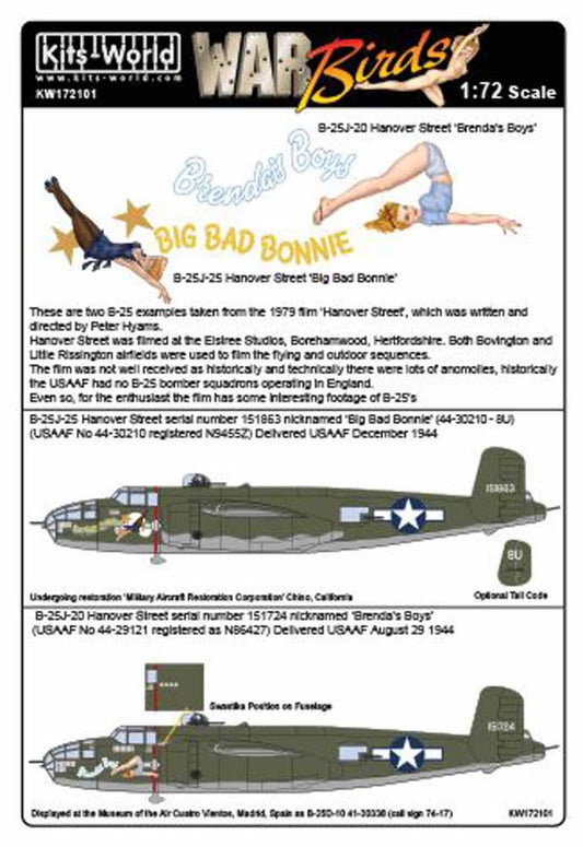 Kits World 172101 Aircraft Decals 1:72 Hannover Street Mitchells North-American