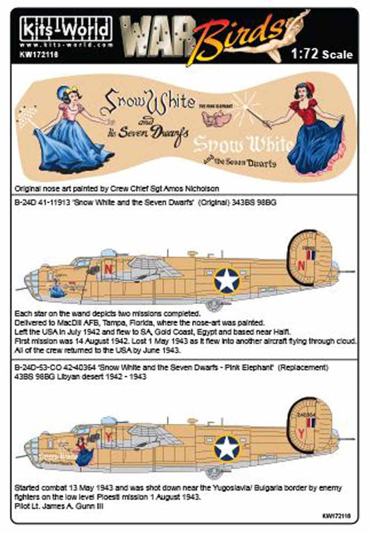Kits World 172116 Aircraft Decals 1:72 Consolidated B-24D Liberator 343 BS 98 BG