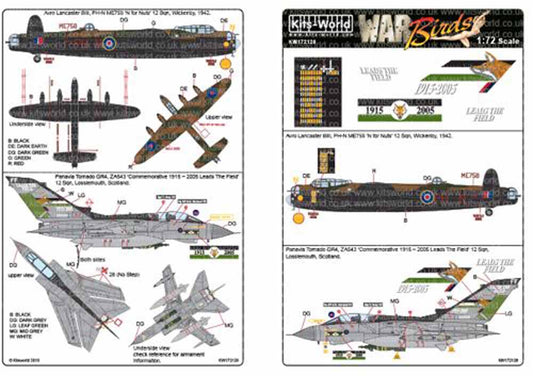 Kits World 172126 Aircraft Decals 1:72 Avro Lancaster B.I/III , PH-N ME758 N for