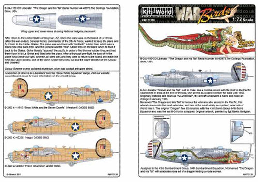 Kits World 172128 Aircraft Decals 1:72 Consolidated B-24J Liberator 'Dragon and