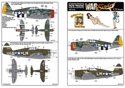 Kits World 172129 Aircraft Decals 1:72 Republic P-47D 'Razorback' 'Stalag Luft I