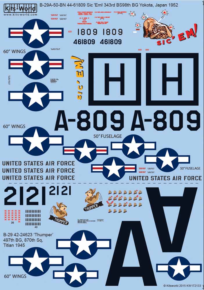 Kits World 172133 Aircraft Decals 1:72 Boeing B-29A Superfortress 42-24623