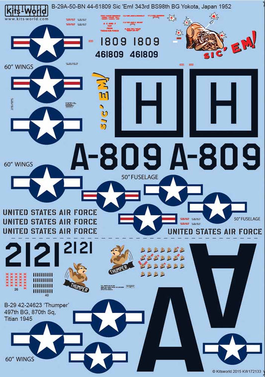 Kits World 172133 Aircraft Decals 1:72 Boeing B-29A Superfortress 42-24623