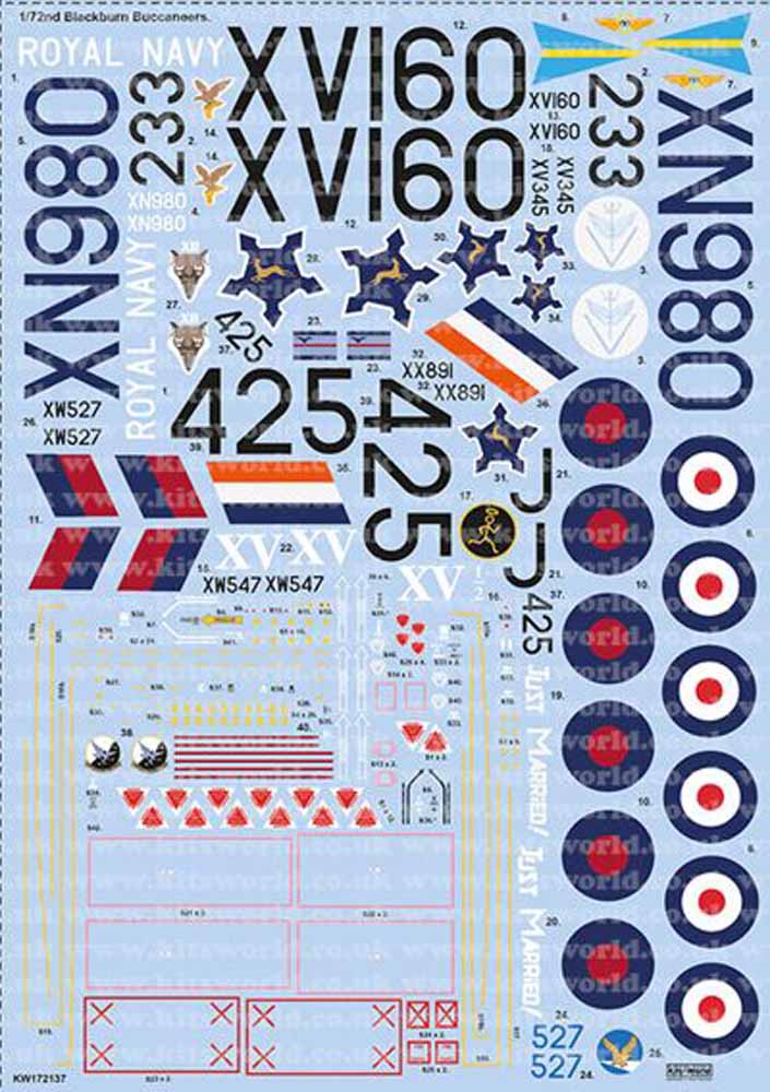 Kits World 172137 Aircraft Decals 1:72 Blackburn/Hawker-Siddeley Buccaneers XV16
