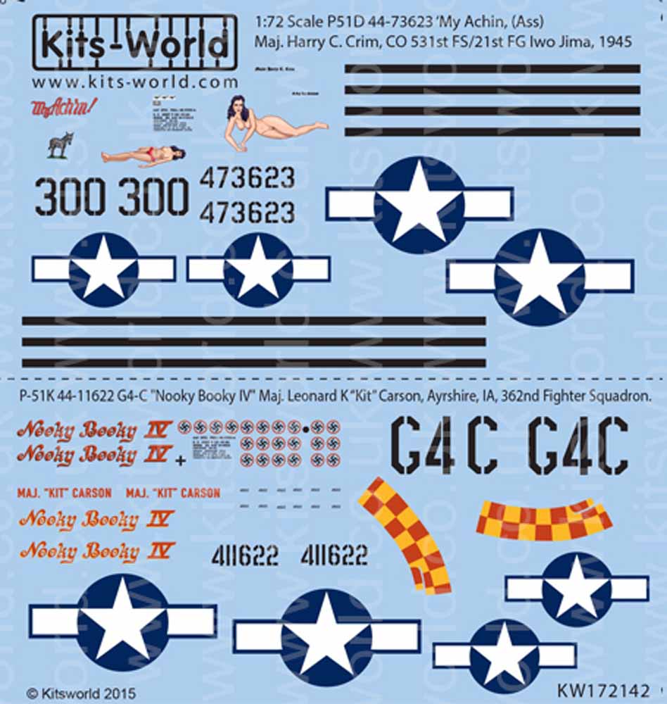Kits World 172142 Aircraft Decals 1:72 North-American P-51D Mustang 44-73623 'My