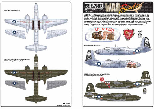 Kits World 172146 Aircraft Decals 1:72 Douglas A-20 Havocs A-20G, Havoc Little C