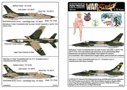 Kits World 172151 Aircraft Decals 1:72 REPUBLIC F-105D-RE-31 THUNDERCHIEF 62-436
