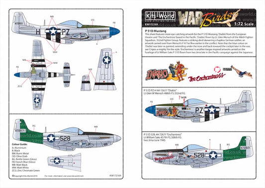 Kits World 172169 Aircraft Decals 1:72 North-American P-51D Mustang 44-15611 PZ-