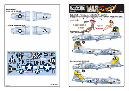 Kits World 172173 Aircraft Decals 1:72 Boeing B-17G Flying Fortress 'Commando Ch
