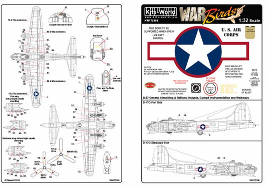 Kits World 172189 Aircraft Decals 1:72 Boeing B-17F/B-17G Flying Fortress Red Ou