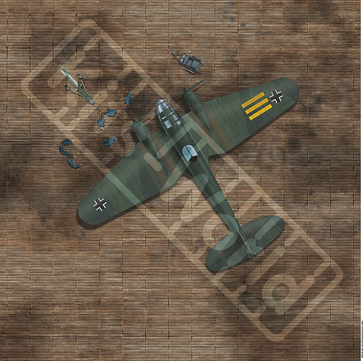 Kits World Wood Plank Aircraft Revetment WWI WWII Model Diorama Set Vinyl Base