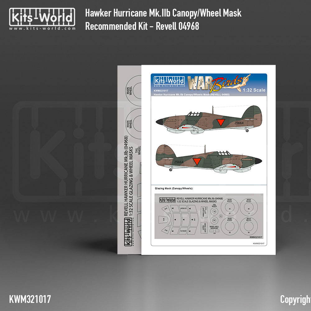 Kits World Hawker Hurricane Mk.IIb Canopy & Wheel Masks For Revell 04968 321017