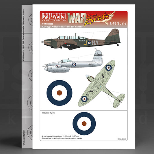 Kits World RAF Type A Roundels (1915-1942) 25" & 30" 1:48 Kit Paint Masks