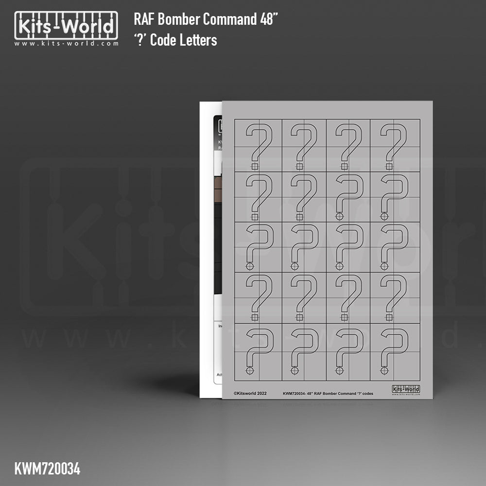 Kits World 720034 RAF Bomber Command ? Question Mark Letters 1:72 Paint Masks